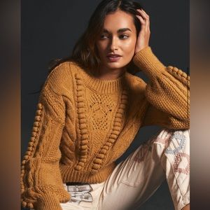 Anthropologie cropped cable knit sweater. Gorgeous size L